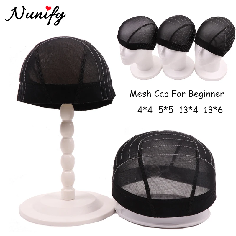 

Black Mesh Dome Cap For Wig Making 1Pcs Wig Caps With Guideline Map For Beginner 5x5 Lace Closure Weave Cap With White Line 13x4