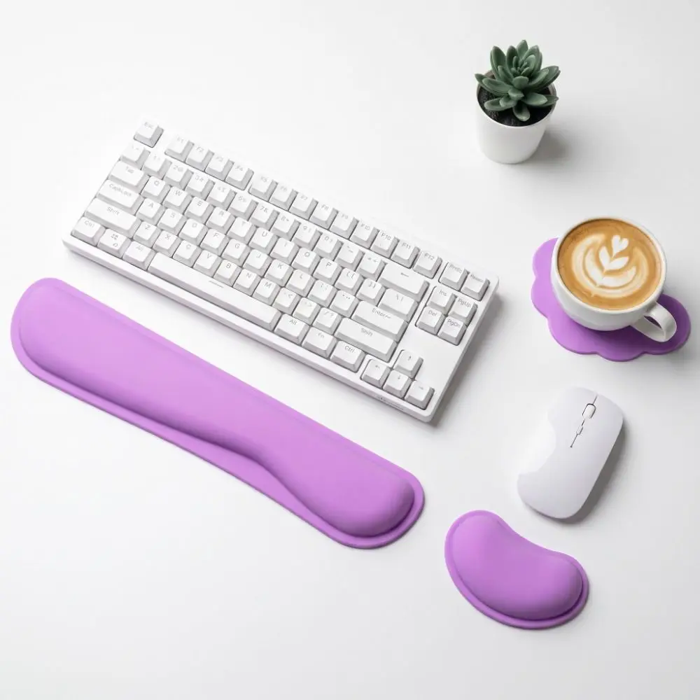 3Pcs Cloud Shape Keyboard Wrist Rest Set Soft Slow Rebound Mouse Wrist Support Pad Ergonomic with Cup Coasters