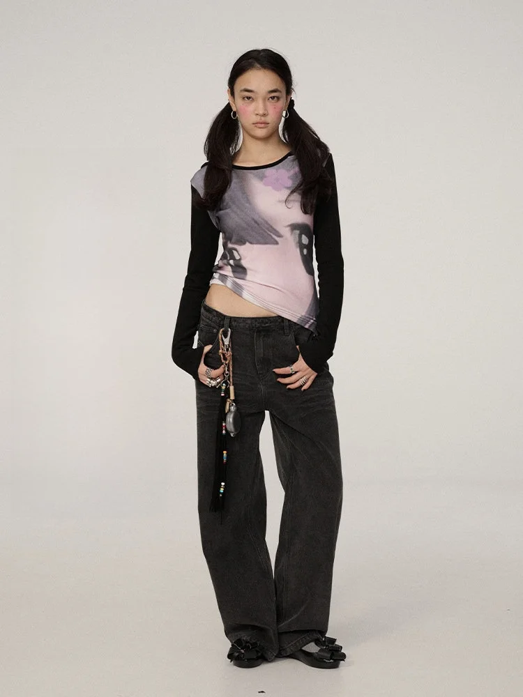 

Женская футболка Achihara Slim Fit с длинным рукавом, базовый слой, весна 2026, новая модель, для повседневной носки, с круглым вырезом
