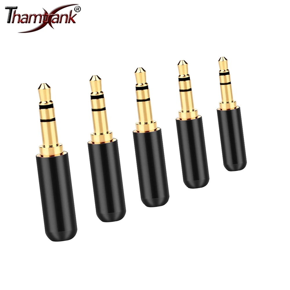 100pcs Mini Jack 3.5mm 3Polse Male Plug Gold Plated Plug Aluminum Tube 3Pins 1/8