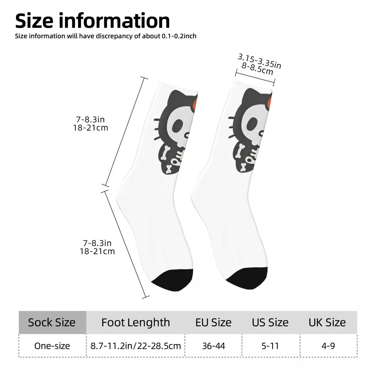 Men\'s Socks Hello Kitty Skeleton Halloween Stockings Winter Casual Breathable Socks Graphic Outdoor Sports Anti Slip Socks