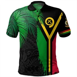 Hawaiian 3d Print Vanuatu Polo Shirt Men Summer Polynesian Pattern Short Sleeves Loose Lapel Tee Shirts Street Button T-Shirt