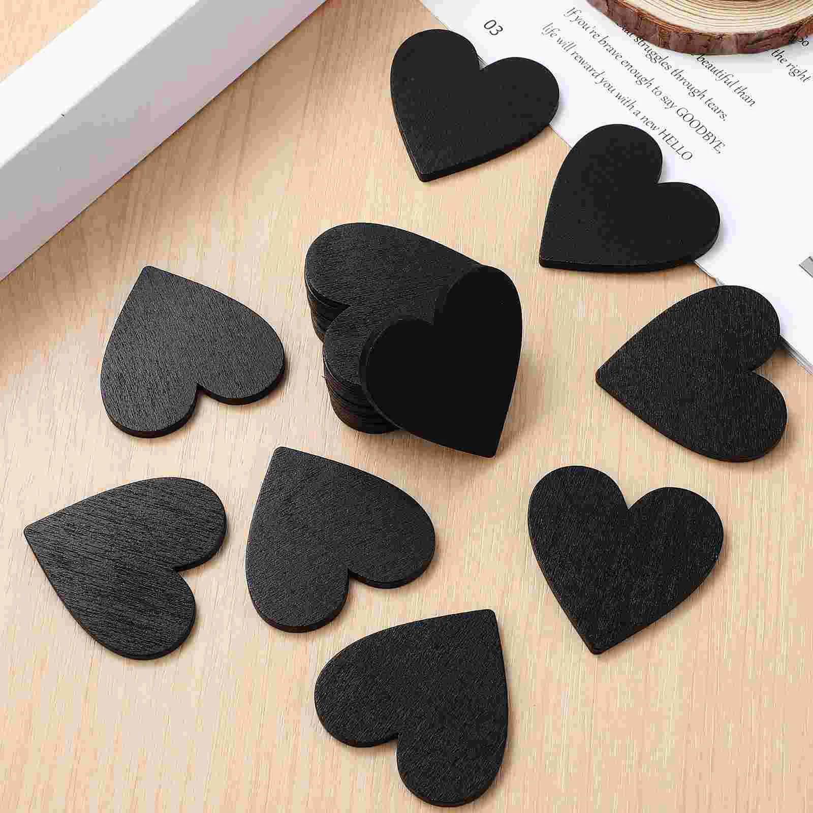 20 piezas centros de mesa de corazón negro para pizarra en forma de mesa libro de visitas tarjetas de discos de madera