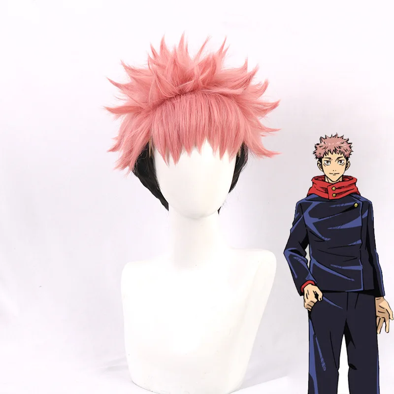 Jujutsu Kaisen, Yuji Itadori, Noppera-bō, Gradient Color, Short, Flipped Cosplay Wig For Anime.