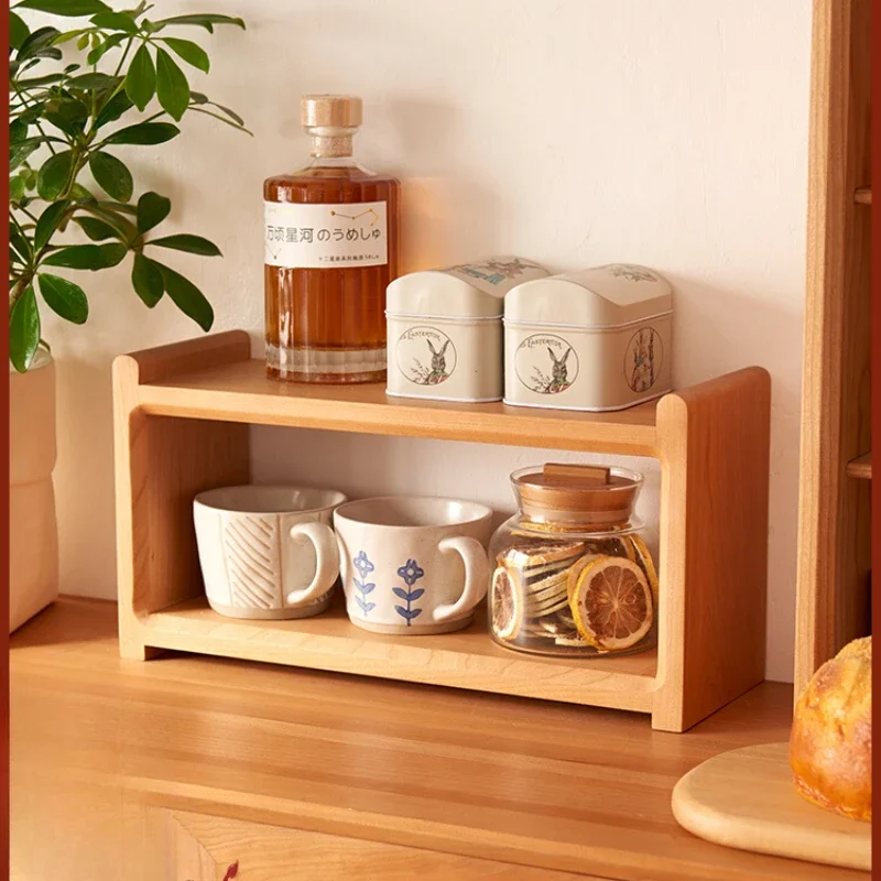 Solid Wood Shelves Home Organize Multi-layered High-capacity Storage Racks Desk Organizer Household Spice Organizers