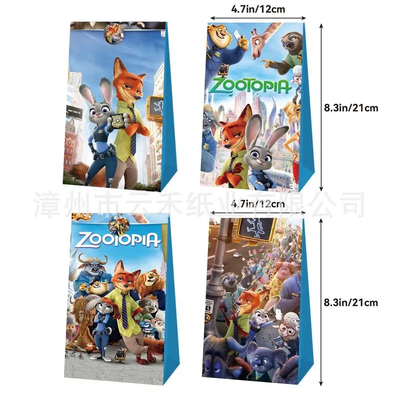 Zootopia2 12/24 قطعة مجموعة جودي هوبس أرنب نيك وايلد الثعلب كاندي ورقة حقيبة شنطة هدايا شخصيات كرتونية عيد ميلاد التفاف الحقيبة هدية #2