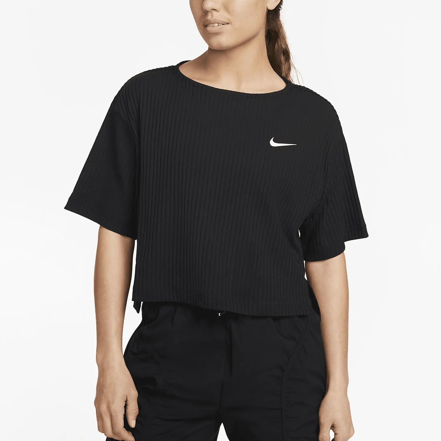Nike genuine summer new ribbed knitted women's sports short sleeved T-shirt DV7871-010
