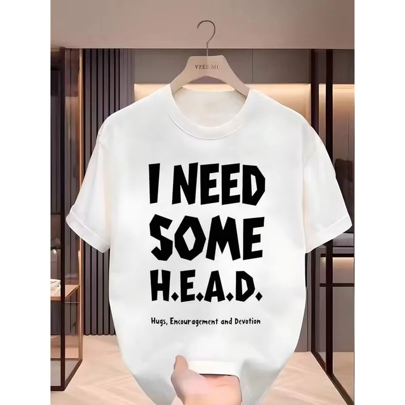 Camiseta de algodón con gráfico y cuello redondo para hombre, opciones en blanco y negro, I Need Some H.E.A.D. Camisetas extragrandes para uso informal, camisetas holgadas de manga corta para primavera, camisas básicas de moda de verano, ropa de regalo para hombres