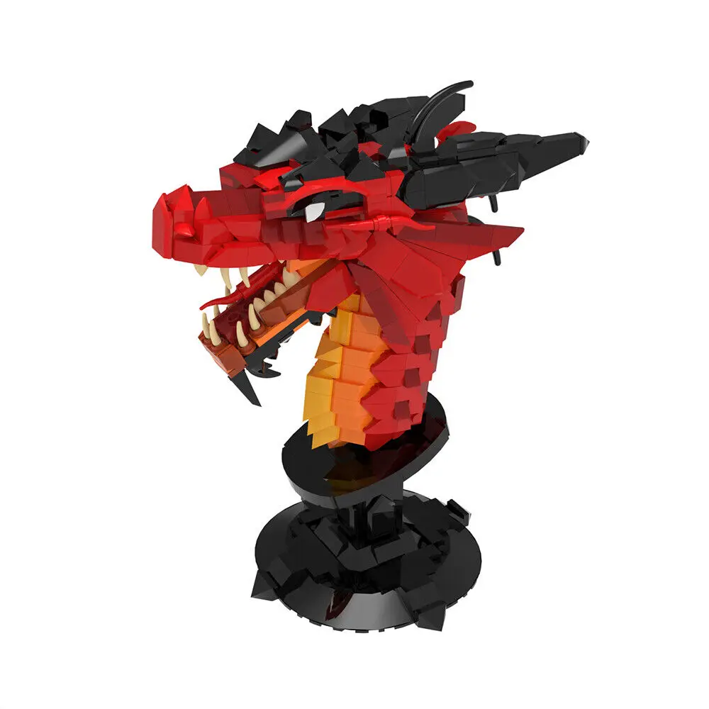 

Red Dragon Head Bust Model Building Toys Set 762 Pieces for Kids MOC Build