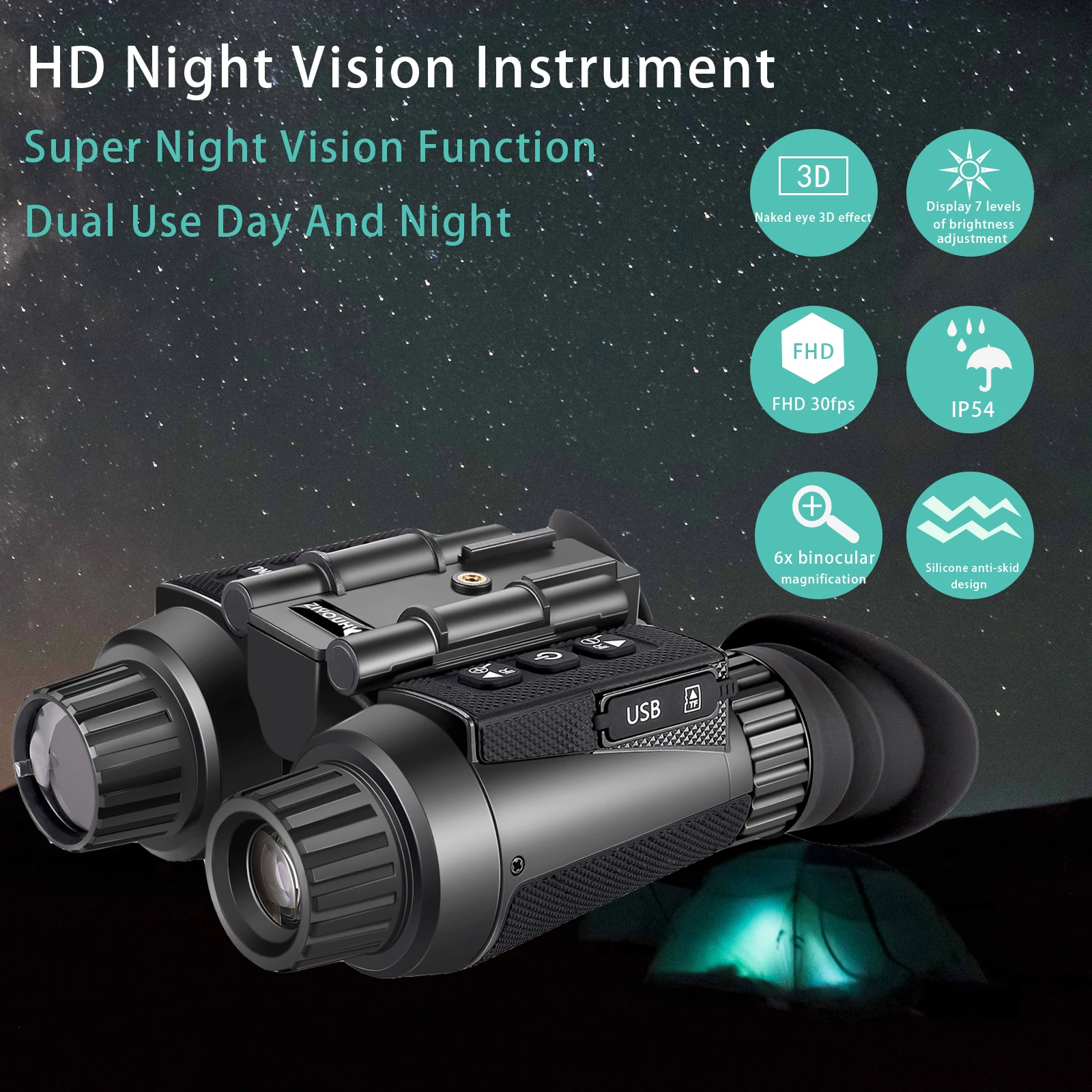 

NV8300 Head-Mounted 3D Binocular Night Vision Device with 7-Level Infrared Adjustment And 4KHD Dual-Screen Video Recording