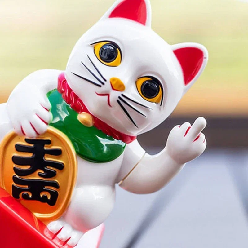 

Chinese Lucky Cat Fortune Waved Fortune Personality Dark Version Vertical Middle Finger Welcome Cat Home Crafts