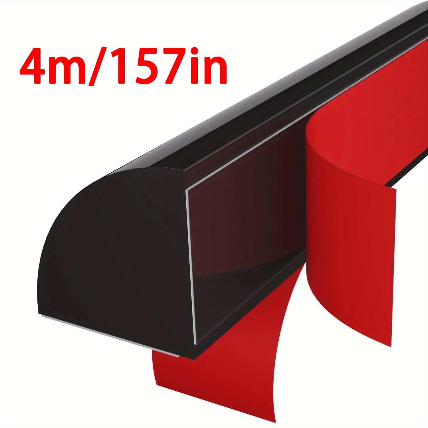 

157in/4m Flexible Quarter Round Molding 1 Roll Black Double-Sided Self Adhesive Peel Stick Quarter Round Rubber Trim Molding