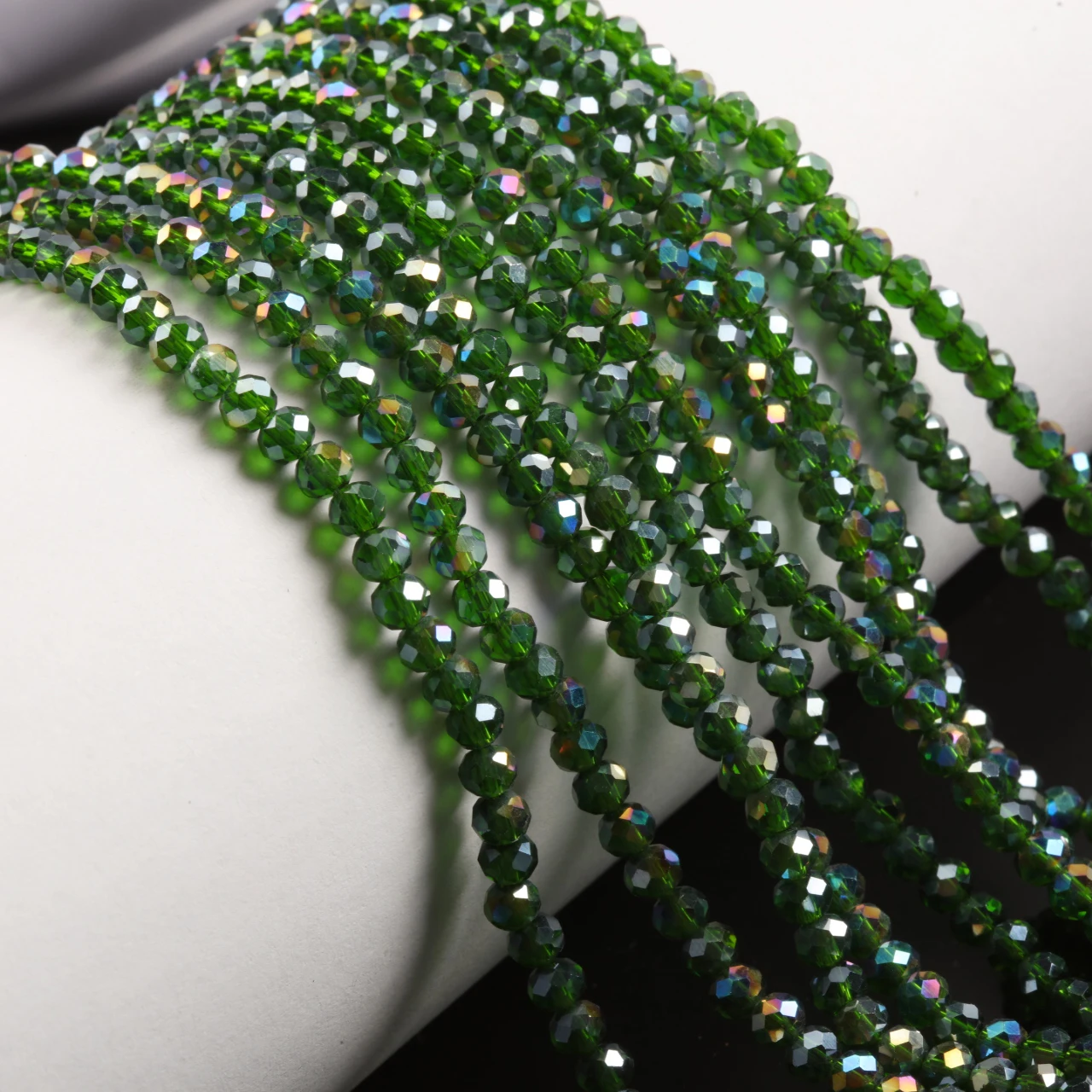 4/6mm AB Color Iridescent Olive Green Flat Beads Glass Spacer Beads For DIY Bracelet Necklace Jewelry Making Accessories