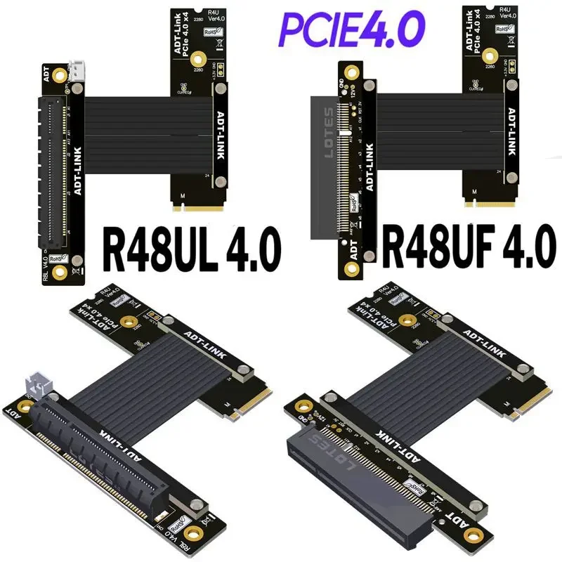 

New Gen4 M.2 NVMe To PCI-E 4.0 X8 Slot Extension Cable R48UL R48UF 4.0 M.2 NVMe/PCIe X8 Female Turn Angled For LAN RAID SSD Card