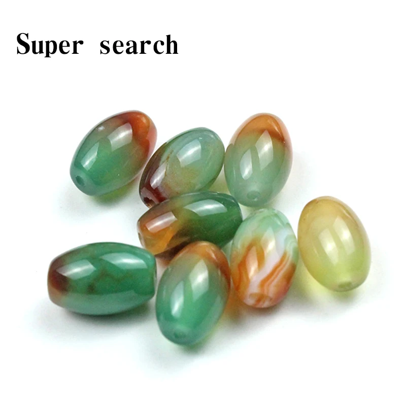 8-12mm Barrel Rice Shaped Natural Stone Beads For Jewelry Making Red Green Spacer For Bracelets Handmade Bracelet Necklace