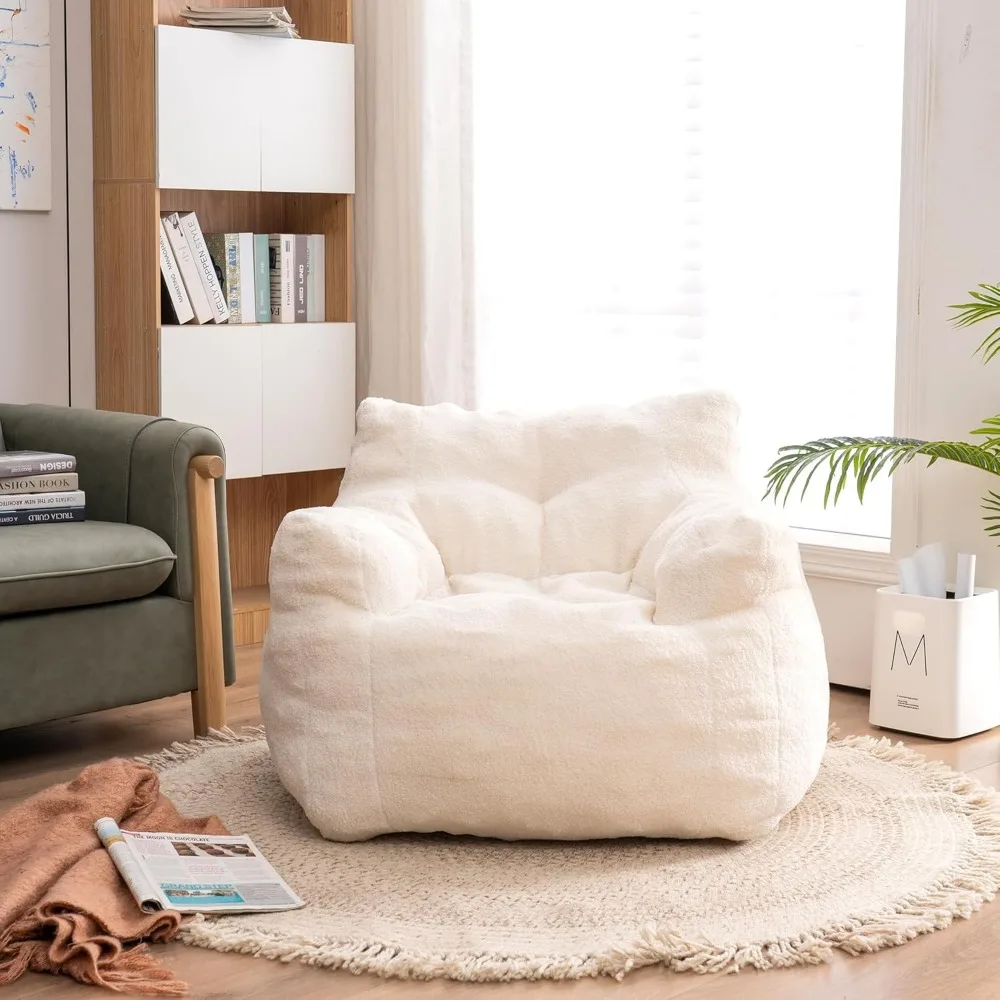 3FT Bean Bag Chair for Adult Teens Kids(with Filler) Furniture Giant Soft Fluffy Teddy Fabric Lazy Sofa Chair Bean Bag Lounger