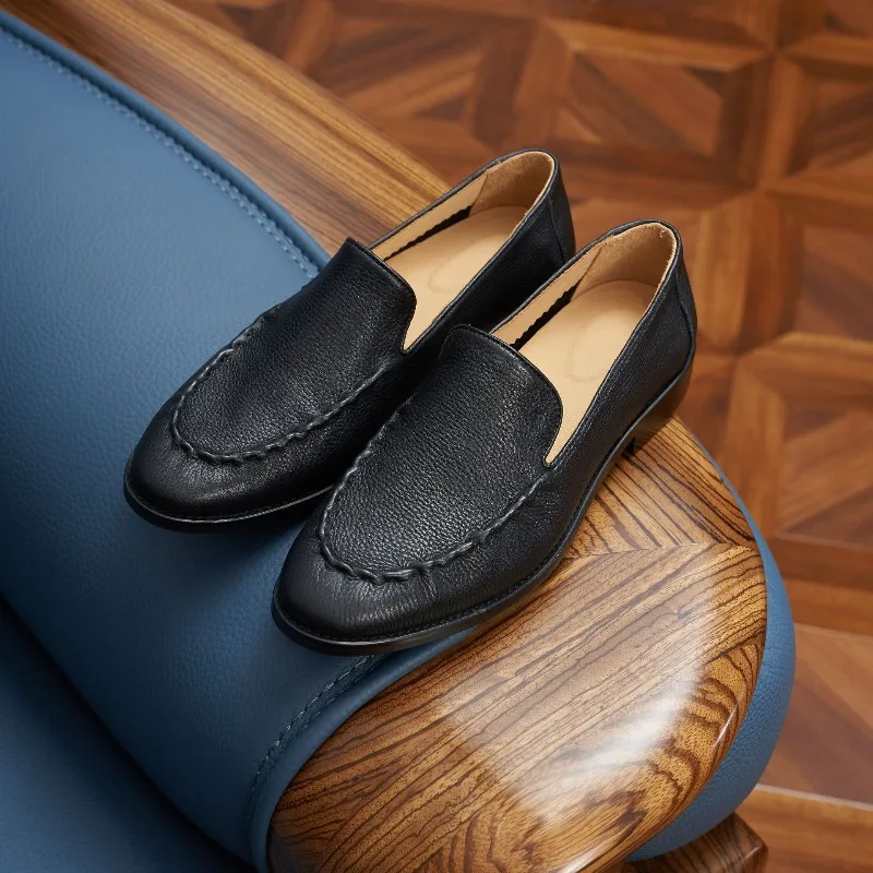 

Luxury Soft Cow Leather Mens Casual Shoes Handmade Quality Comfortable Breathable 2026 Autumn Slip on Business Loafers Shoes Man