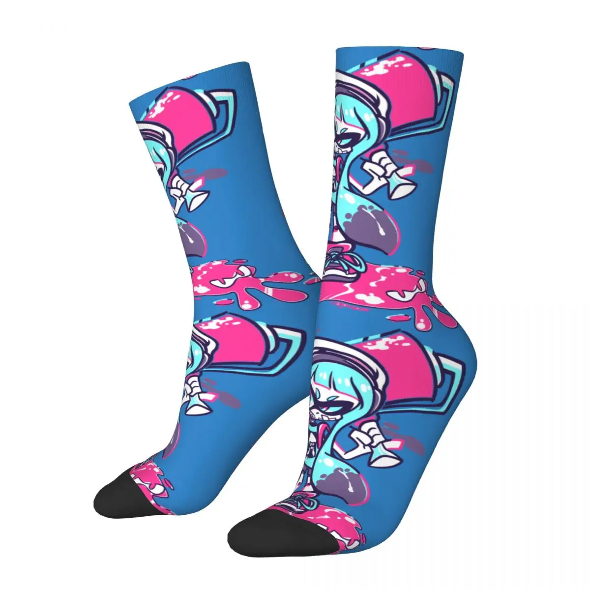 Funny Crazy Compression Sock for Men Cool Girl Hip Hop Harajuku Splatoon Happy Quality Pattern Printed Boys Crew Sock