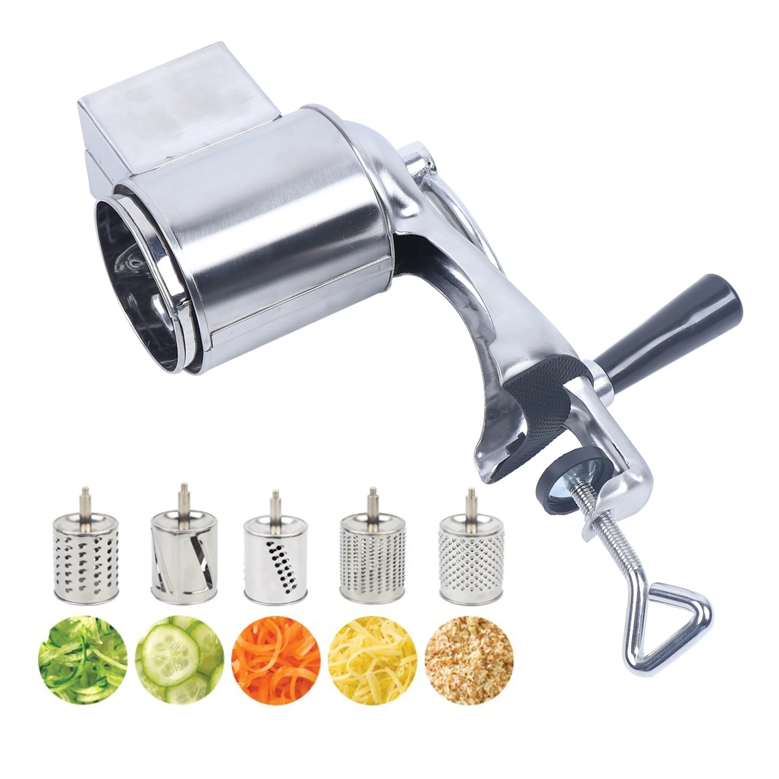 

Rotary Grater Food Mills Nut Grinder With 5 Drum Blade Grinding Tool Set