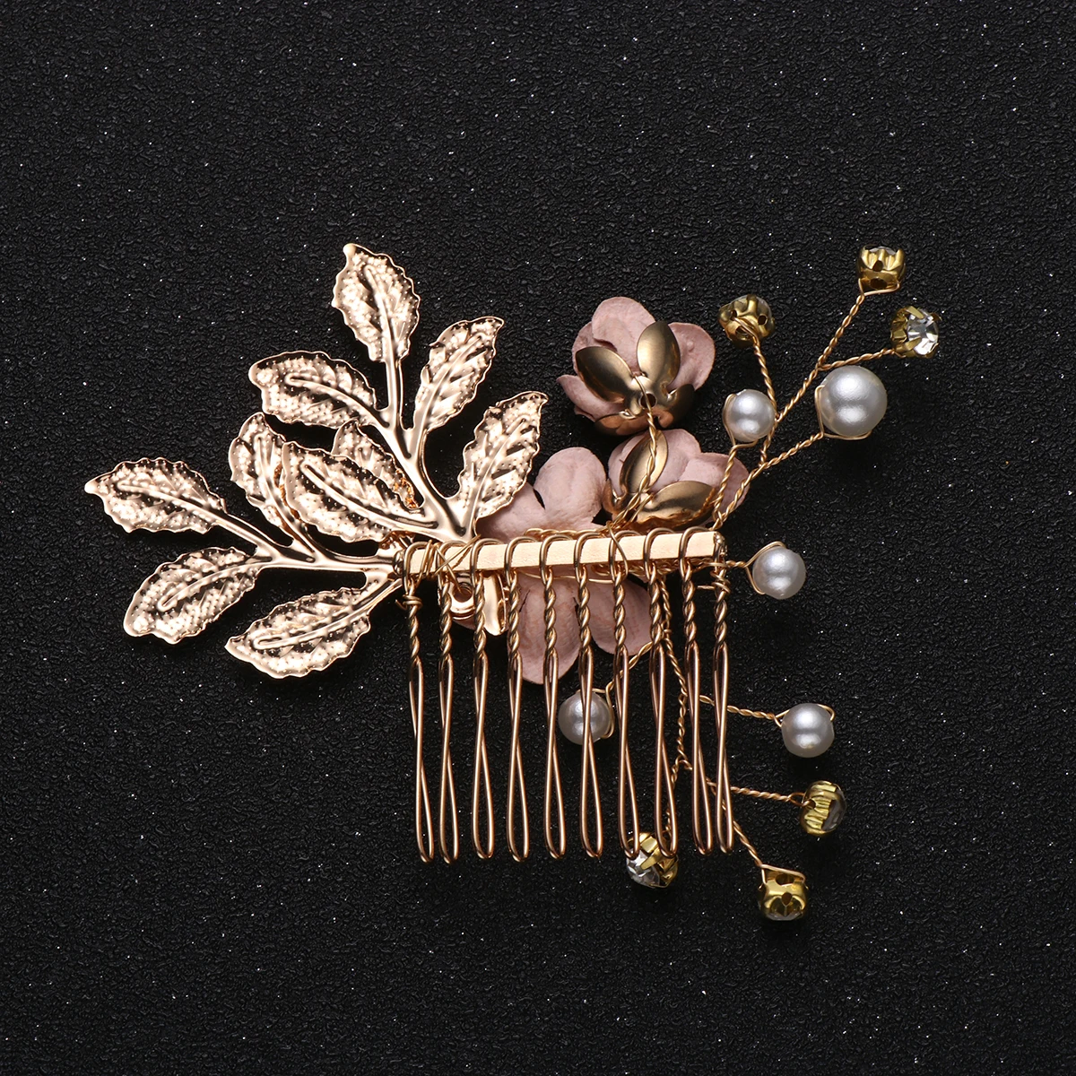 

Pink Floral Artificial Pearls Rhinestones Leaves For Wedding Bridal Bridesmaid Accessories Elegant Decoration Party Photo Props