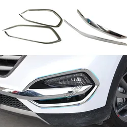 For Hyundai Tucson 2015 2016 2017 2018 Car Body Front Fog Light Lamp Detector Frame Stick Styling ABS Chrome Cover Trim Eyebrow