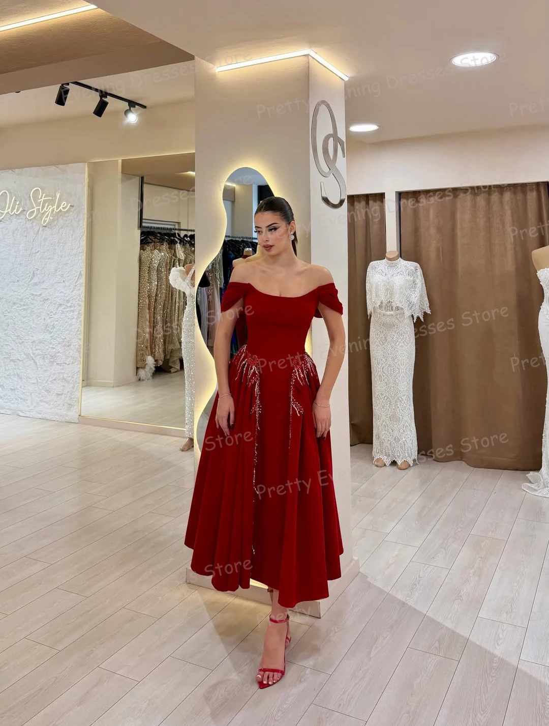 

Роскошные вечерние платья с вырезом лодочкой, женские аппликации, трапециевидные платья для выпускного вечера длиной до чая, вечерние модные платья по индивидуальному заказу, Vestidos De Novia 2026