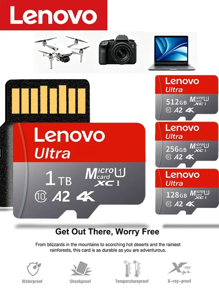 Lenovo Speicherkarte Micro SD Karte 1TB 128GB 64GB Speicherkarte A2 A1 V30 U3 Flash-Karten Microsd Kompatibel für DJI Pocket 3 Produkt