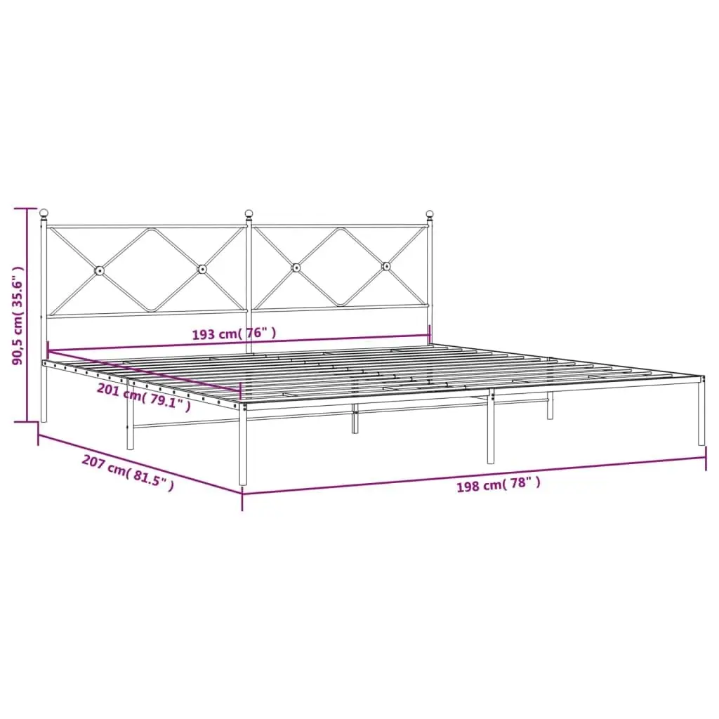 Metal Bed Fe Without Mattr with board Black 76