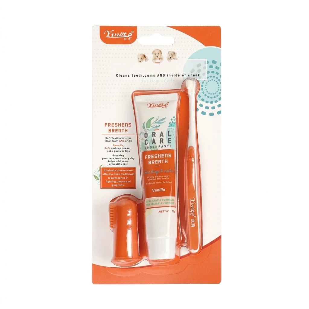 Pet Oral Care Kit Soft Bristle Toothbrush And Toothpaste For Cats Dogs