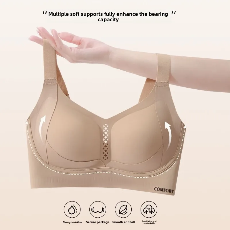 Seamless Push-Up Bras That Gather Side Breast Tissue and Prevent Sagging, Invisible Foundation-Style Bra, Summer Thin Version