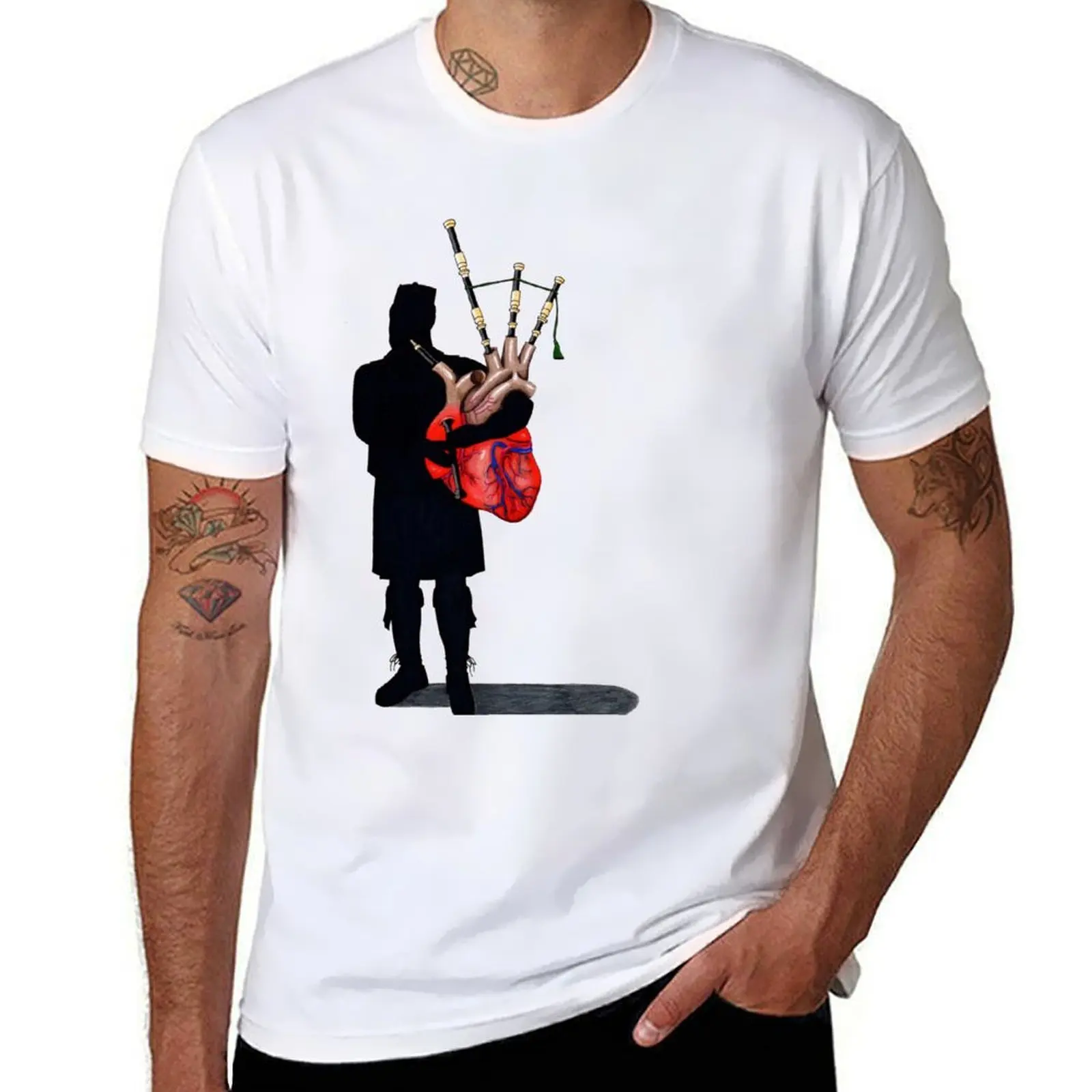 

Футболка с шотландским сердечком, мужская футболка с рисунком, хлопковая футболка, мужская футболка