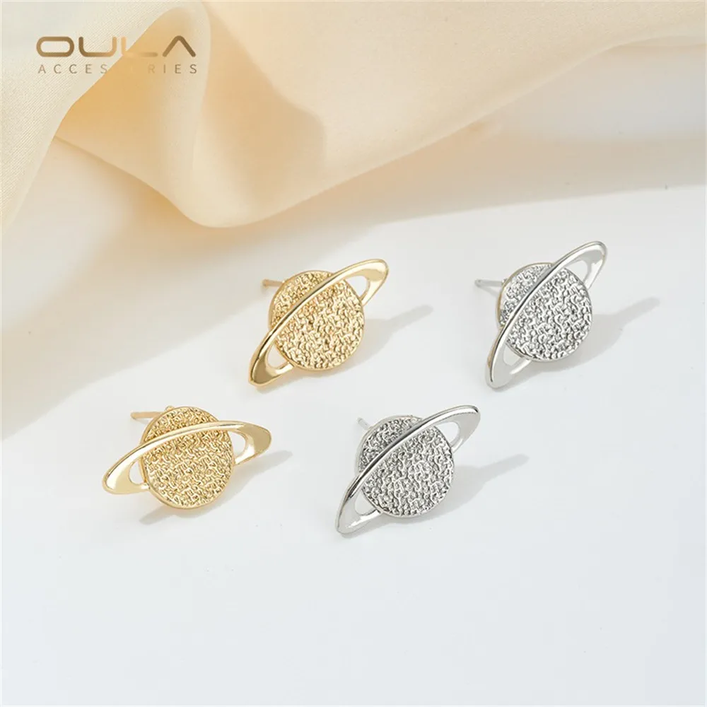 

14K Gold-plated Planet Stud Earrings with Pendants Handcrafted Diy Earrings Silver Needle Handcrafted Earring Accessories Materi