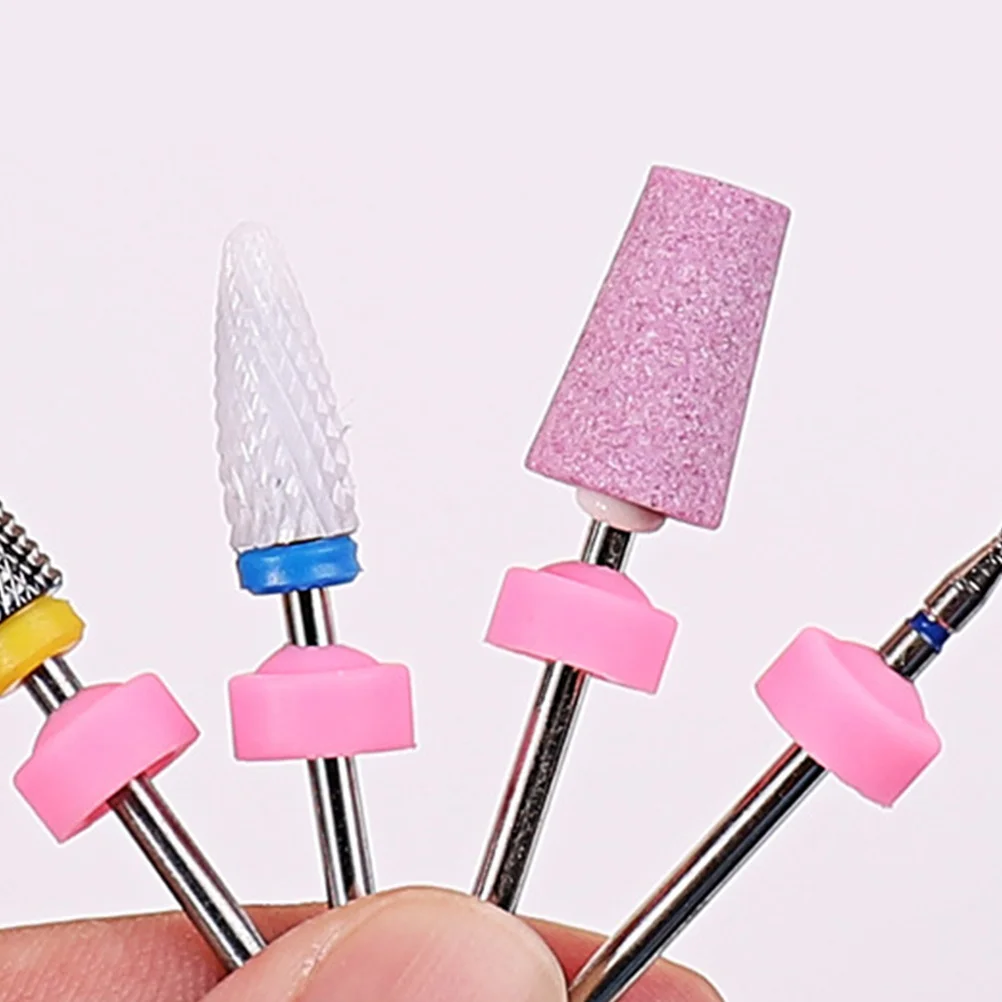 

30Pcs Nail Drill Bits Silicone Dust Caps Protective Covers Manicure Tool Nail Grinding Heads Dustproof Covers Storage Cover