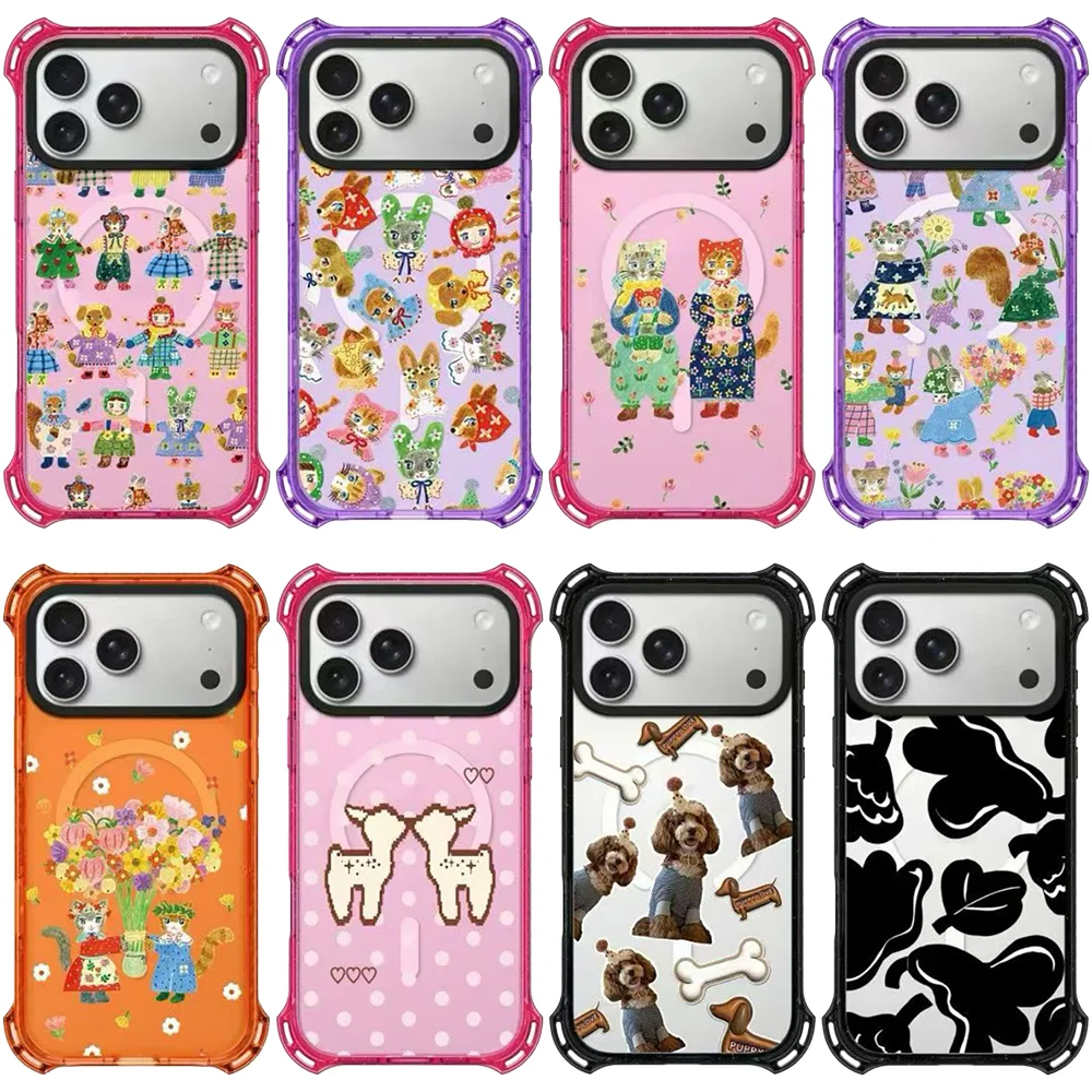 

Cartoon Puppies Animals 4 Corner Magnetic Protective Phone Case Cover for IPhone 13 14 15 16 17 Pro Max Case for IPhone 17Pro