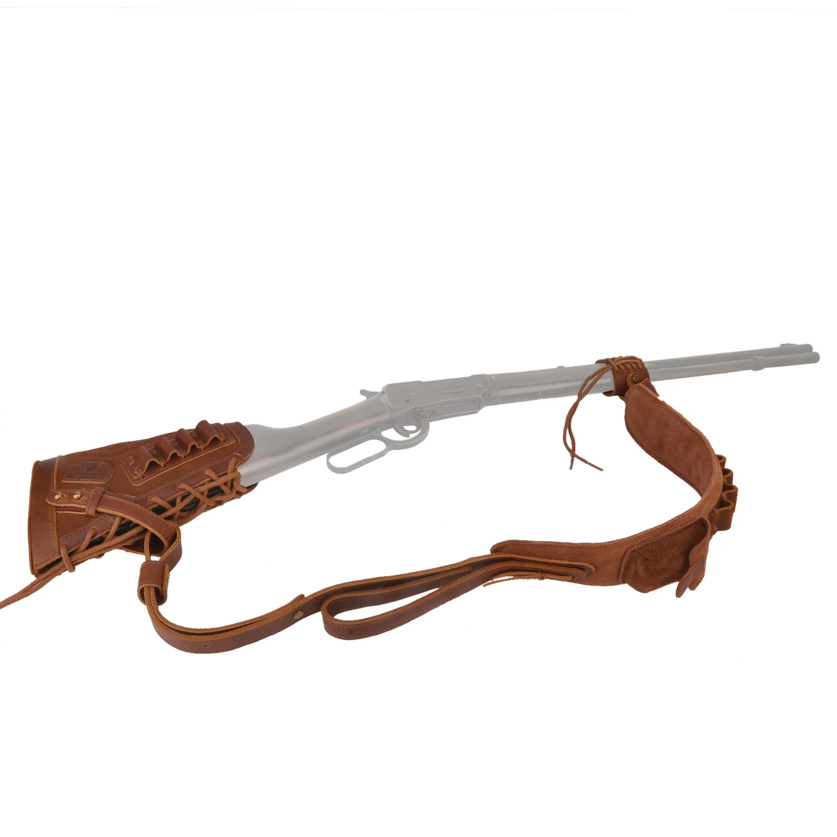 Imagem -06 - Couro Rifle Buttstock Sling com Barrel Mount Shoulder Sling sem Broca ou Montagens Necessários Para. 308. 22lr. 30 30. 357 410ga