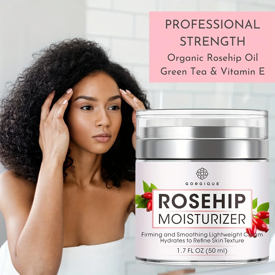 Glow Boosting Rosehip Moisturizer for Face Neck Decollete Super Moisturizing Facial Lightweight Cream