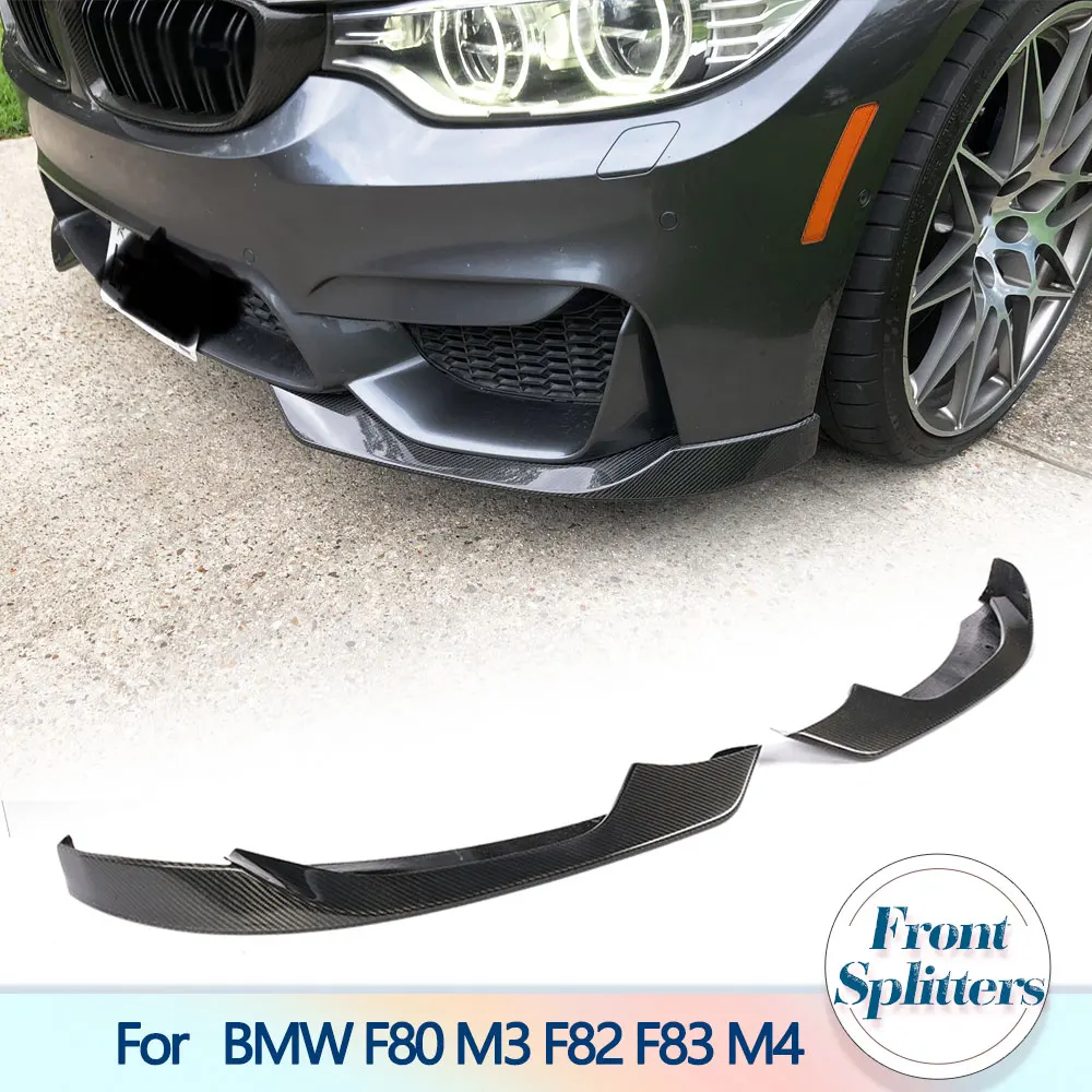 

Разветвители переднего бампера автомобиля для BMW F80 M3 F82 F83 M4 2014-2019 гоночный передний бампер из углеродного волокна, разветвители для губ, фартук с клапаном
