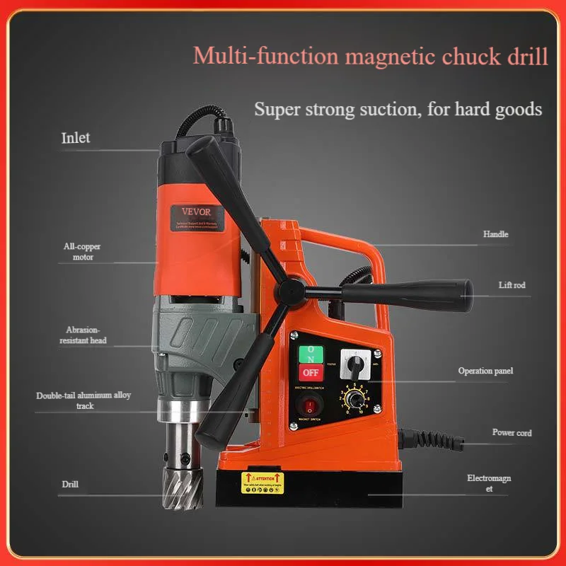 Prensa de taladro magnético, taladro de base magnética industrial multifunción con potente broca para perforación de banco portátil