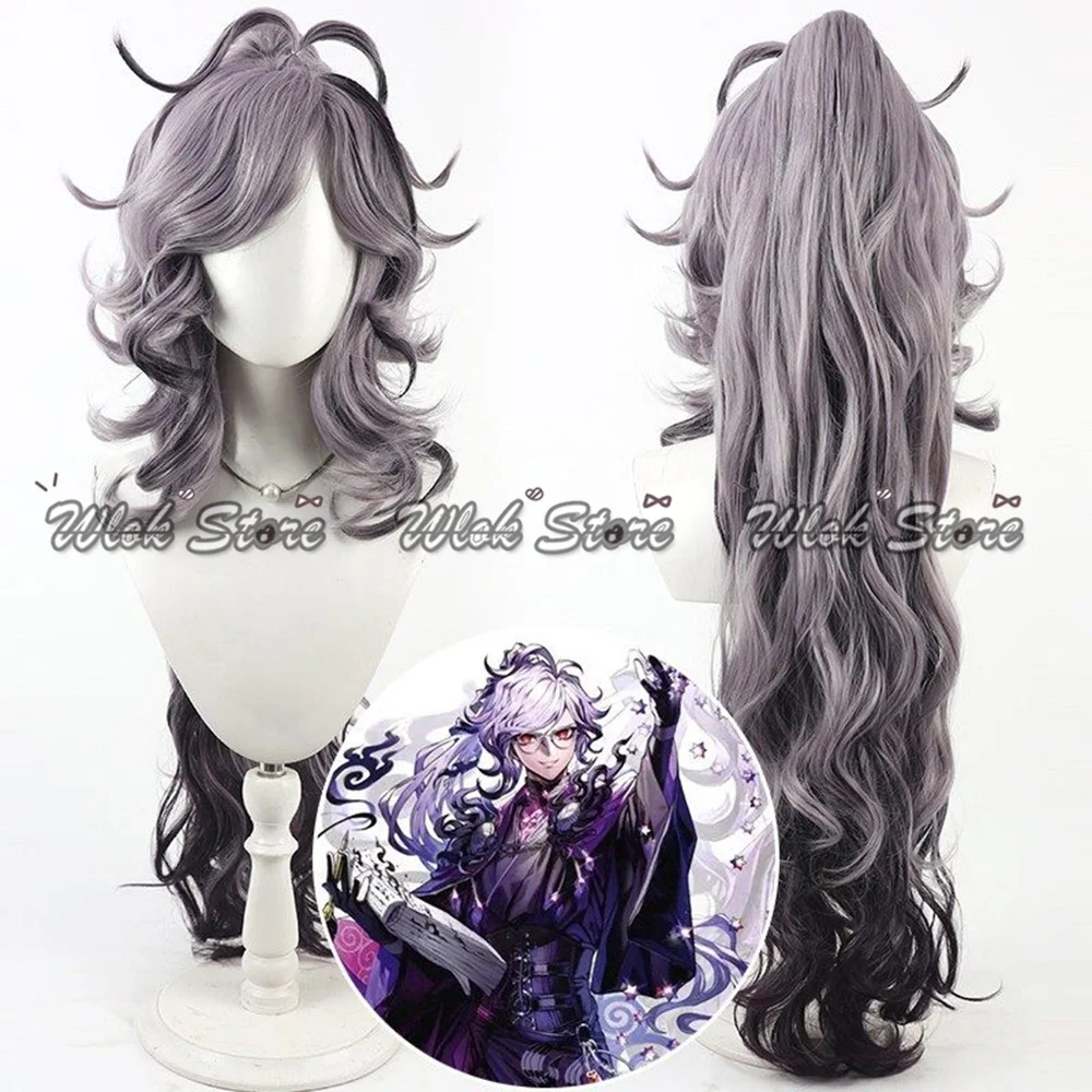 FGO Fate Edmond Dantes Cosplay Wig Grey Purple Long Curly Hair Men Women Halloween Party Props Heat Resistant Synthetic Wigs
