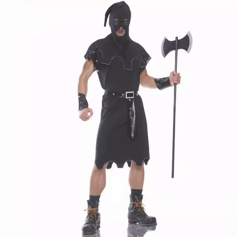 Executioner Costume for Men Black Scary Halloween Costumes Festival Dress Up Clothing