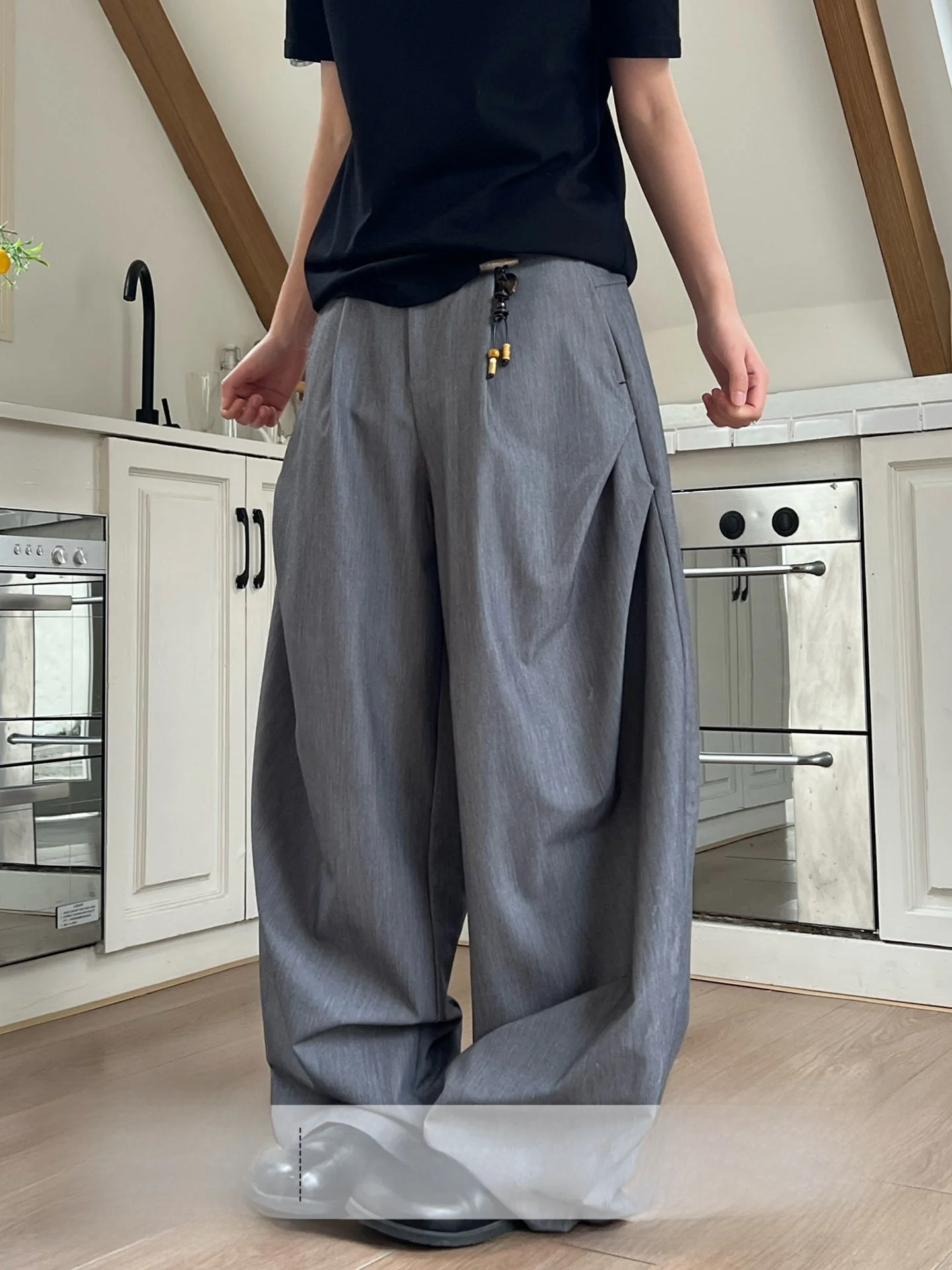 

High Waist Loose Feel Wide Leg West Pants Men Women Casual Gray Suit Pants Never Stay up Late Comfortable Loose Fit Trousers
