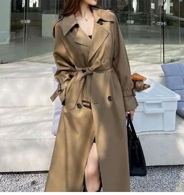 Women's Trench Coat, 2026 Spring & Autumn, British Style Mid-Length Korean Overcoat