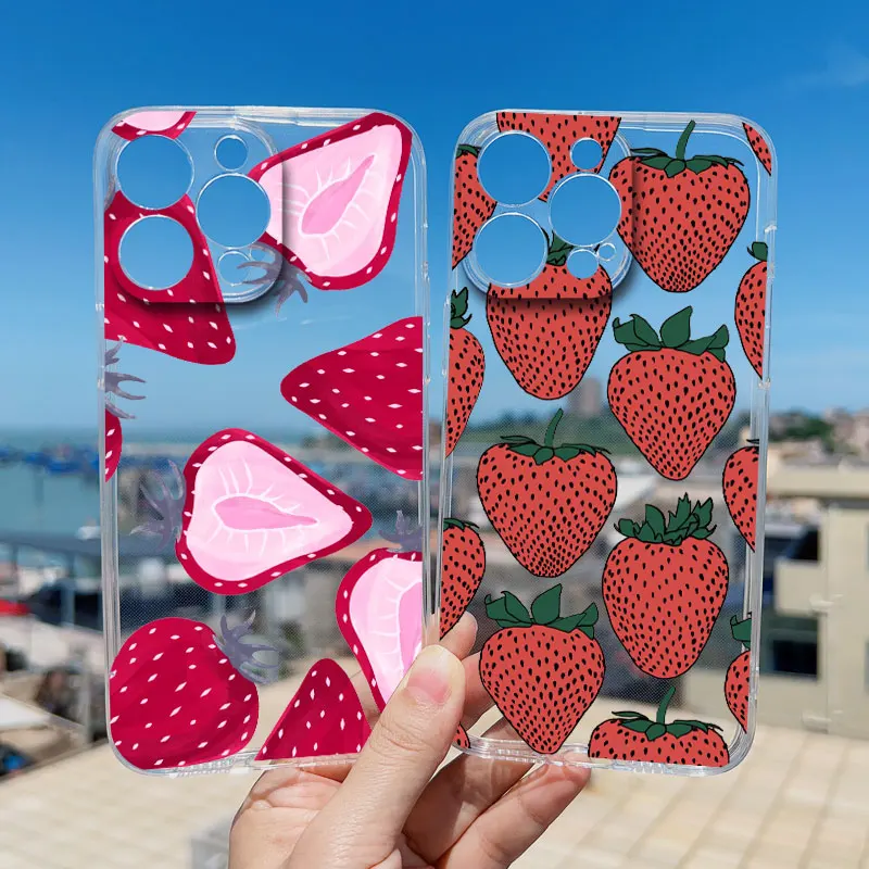 

Fruit Lemon Strawberry Blueberries Clear Phone Case For iPhone 15 14 11 Pro Max 12 13 Mini Pro Max 14 8 Plus XR XS X Back Covers