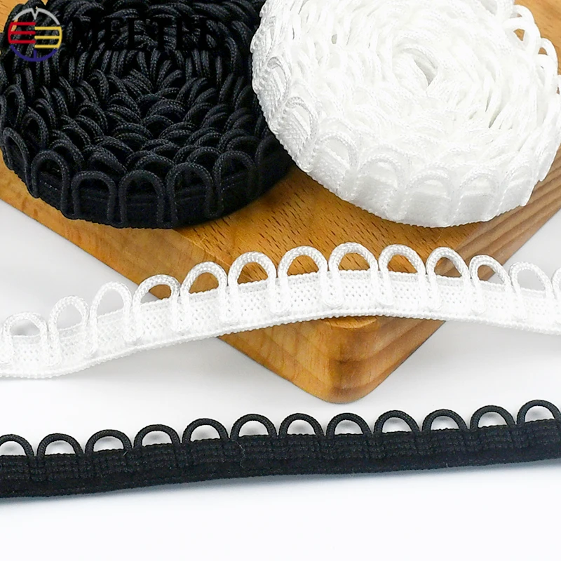 

2/5/10M Nylon Elastic Band Underwear Lace Trim U-shape Loop Buttonhole Collar Wedding Dress Ribbon Bands DIY Sewing Accessories