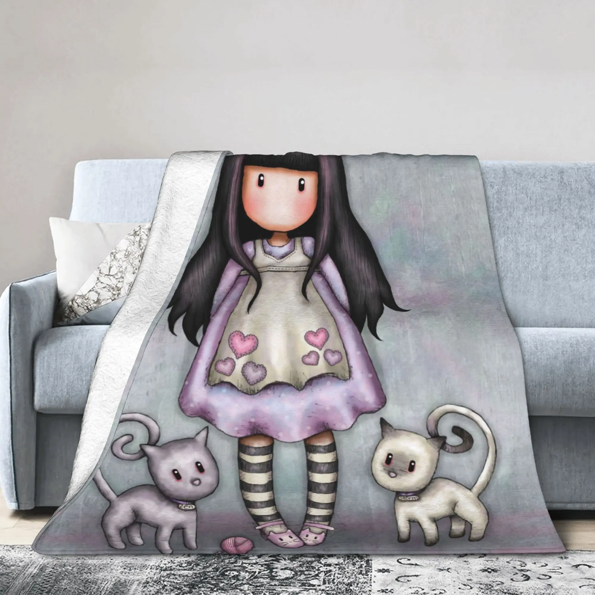 S-Santoro G-Gorjuss Flannel Throw Blanket  Blanket for Home Bedroom Ultra-Soft Plush Thin Quilt,