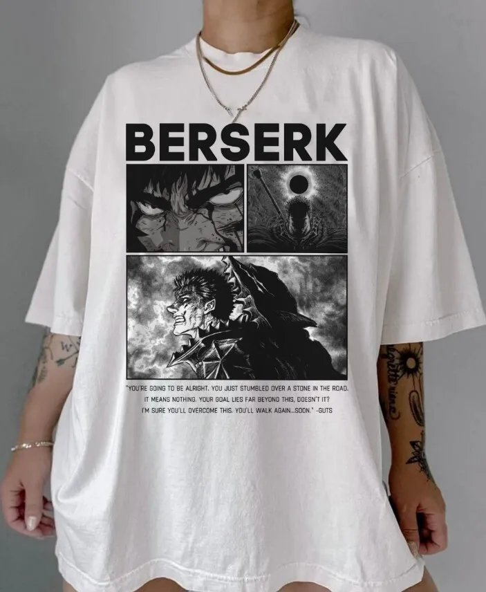 

Рубашка Guts Berserk, футболка с аниме, рубашка Berserk, подарок для любителей аниме, подарок для мужчин, забавные футболки Ugus Kawaii