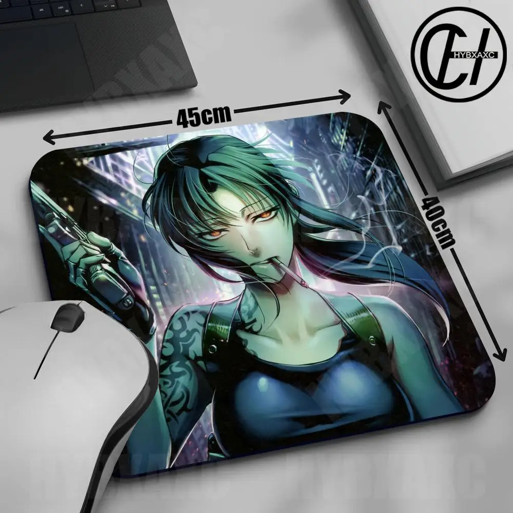 1PC Dark aesthetic Mousepad Black Lagoon Revy Office Carpet Cushion Gamer Desk Mat PC Accessorie Table Speed Non-Slip Rubber Rug