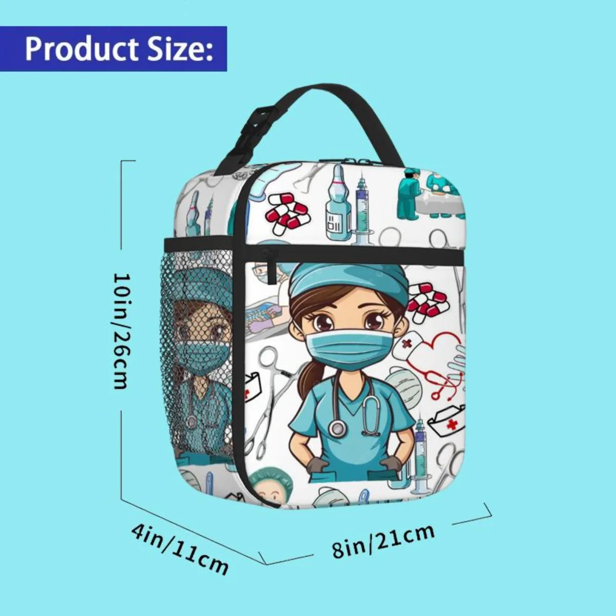 حقيبة حرارية ذات طابع طبي مع تصميم للممرضات والأدوات الطبية - صندوق غداء على الوجهين، ترمس للمستشفى والعيادة والمكتب #6