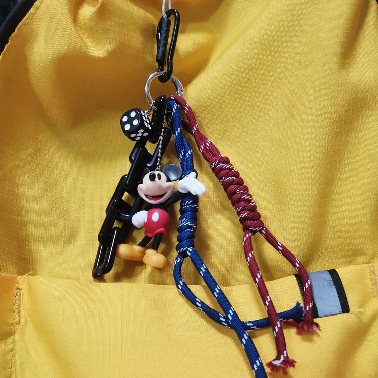 Disney Keychain Mickey Mouse Vintage Color Ribbon Key Chain Pendant Doll Keyring Ornament Key Chain Car Pendant Kid Toys Gifts