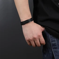 Punk style Handmade Woven Leather Bracelet for Men Simple Fashionable Cuff Bracelet Retro High-end Jewelry Accessory Gift